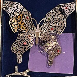 Reed & Barton Silverplate Jeweled Butterfly Ornament